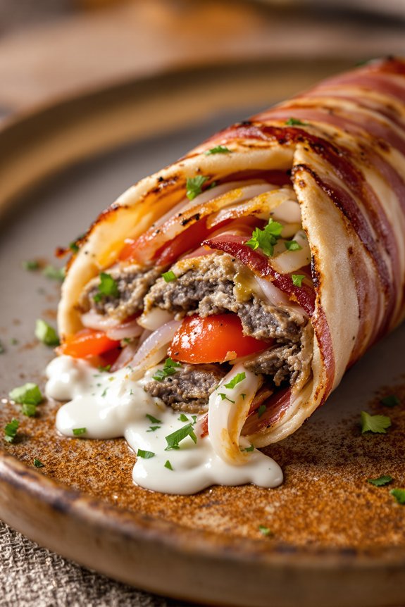 bacon wrapped gyro loaf preparation