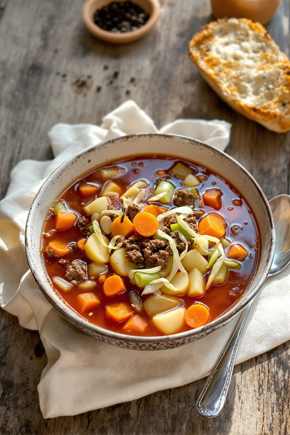 cozy hearty hamburger soup