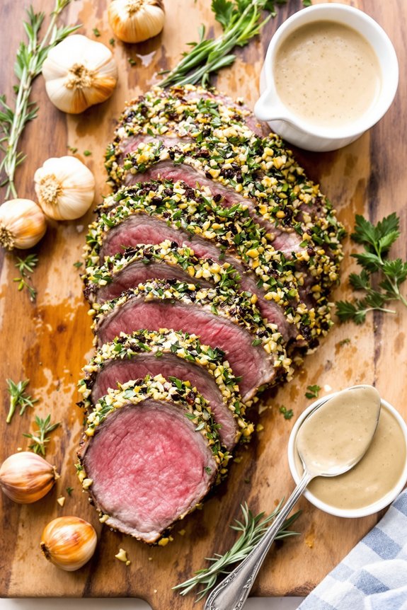 garlic crusted herbed lamb dish
