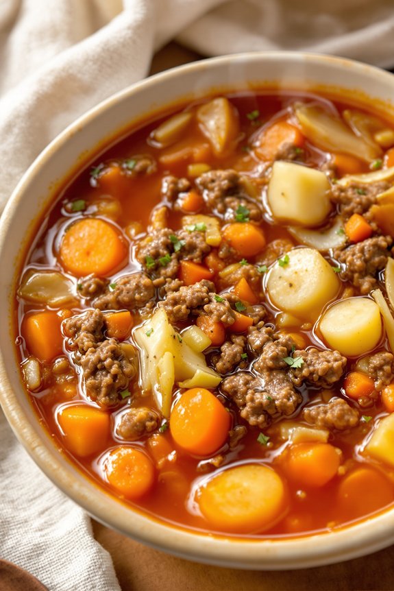 hearty hamburger soup preparation