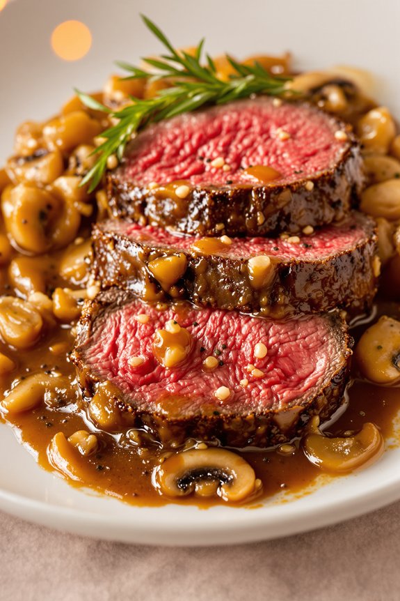 perfectly cooked filet mignon