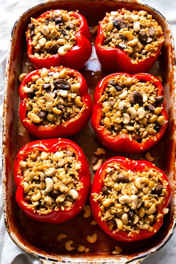 stuffed peppers with cashew rice